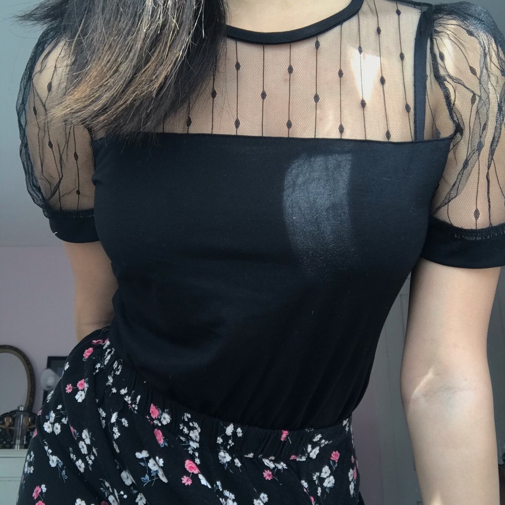 shein black top with mesh